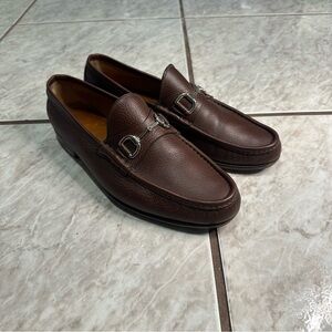 Gucci Men's Brown Leather Horse Bit Loafers Size 8 1/2 Sole Protector Installed